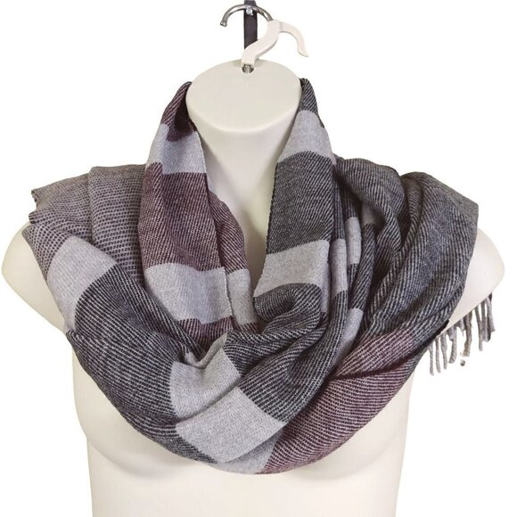 Calvin Klein Gray Striped Fringe Blanket Scarf - Picture 2 of 7